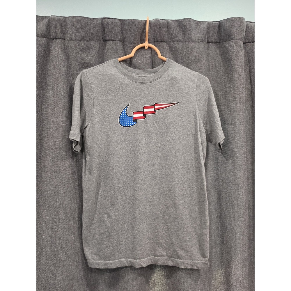 Nike The Nike Tee Mens XL Gray American Flag Swoosh T Shirt USA Patriotic